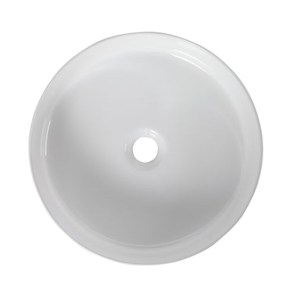 Gloss White Ceramic Bathroom Vanity Sink - 15.7" Round