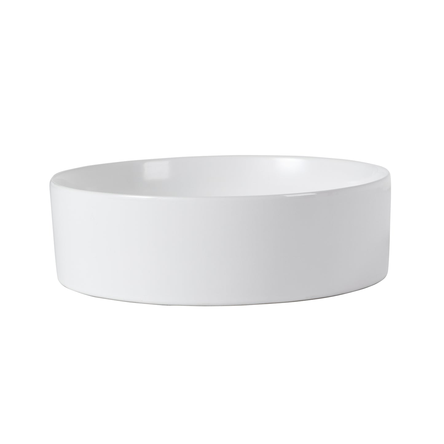 Gloss White Ceramic Bathroom Vanity Sink - 15.7" Round