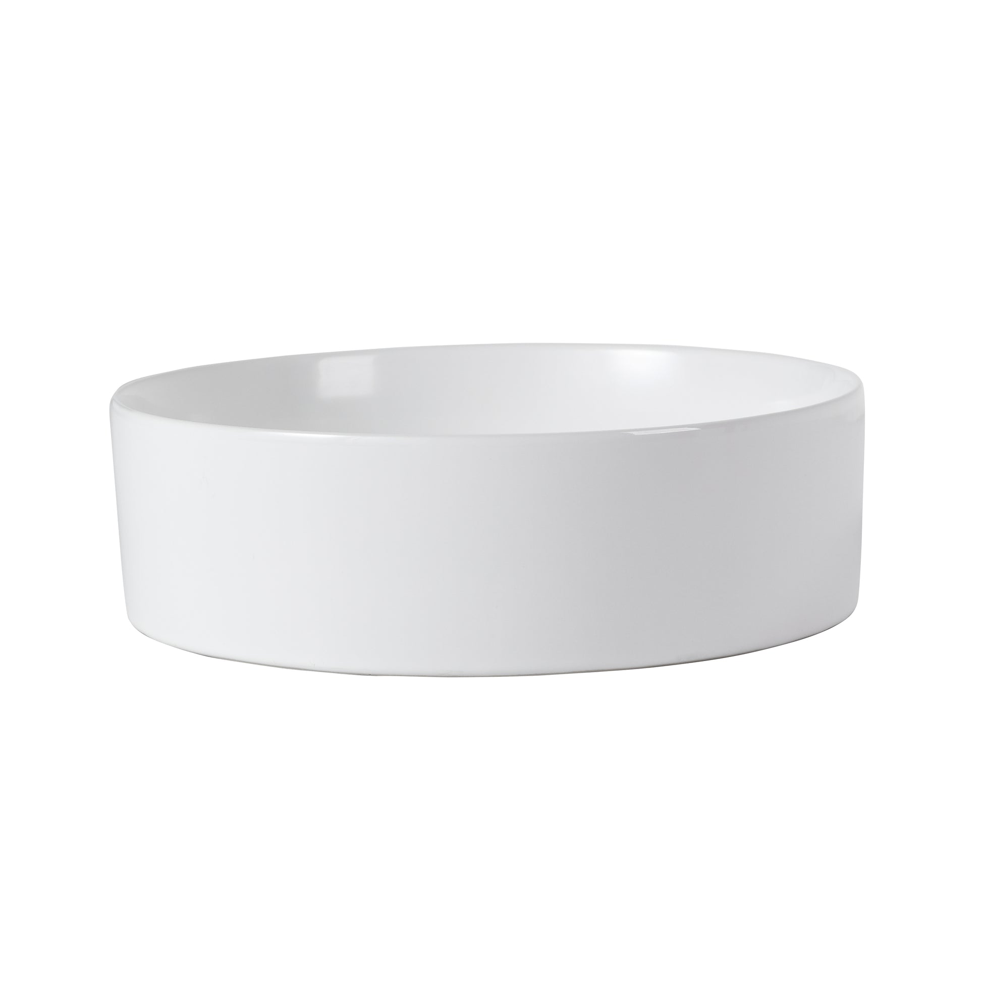 Gloss White Ceramic Bathroom Vanity Sink - 15.7" Round