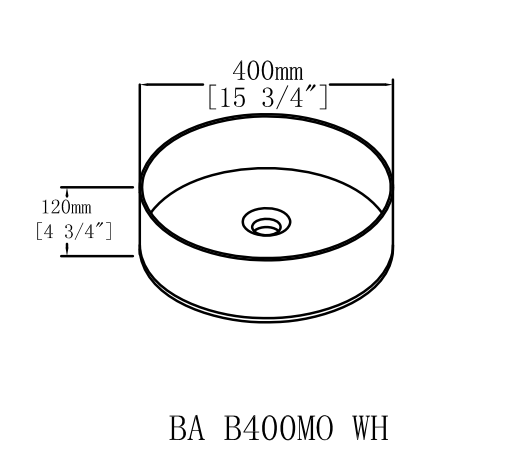 Gloss White Ceramic Bathroom Vanity Sink - 15.7" Round