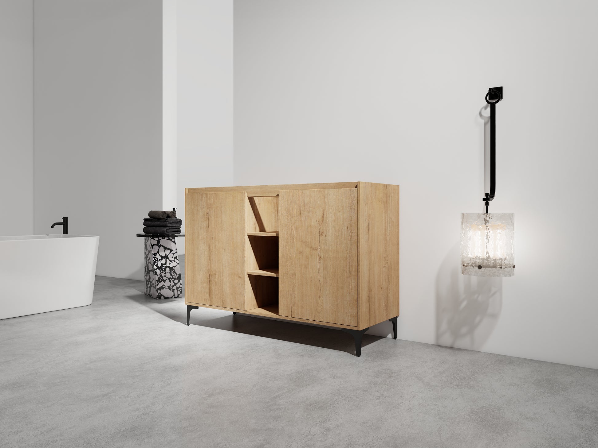 48-inch Bathroom Vanity Cabinet in Imitative Oak Plywood
