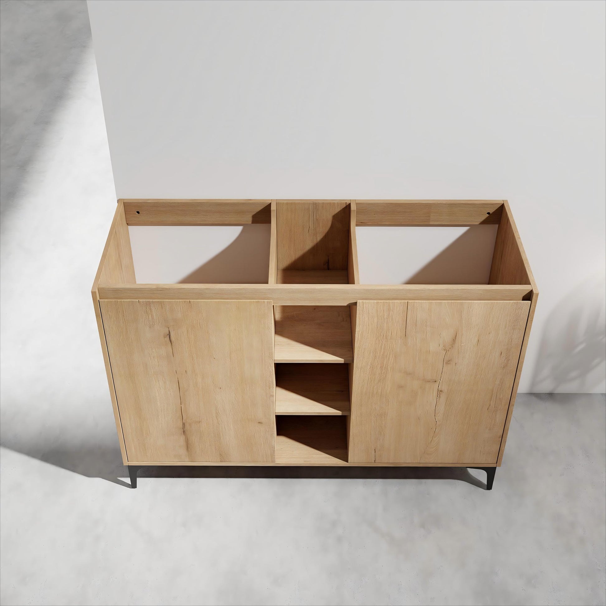 48inch (47-1/16") Soft Close Doors & Open Storage Rack, 48 Inch Freestanding Bathroom Vanity, Plywood (Vanity Only, Excluding Sink)