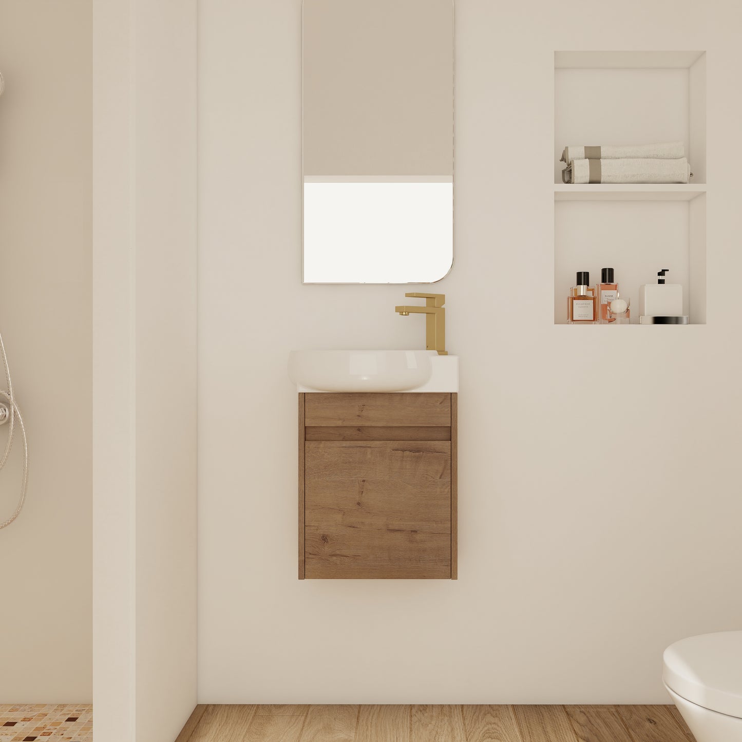 16 Inch Wall Mounted Bathroom Vanity with Sink