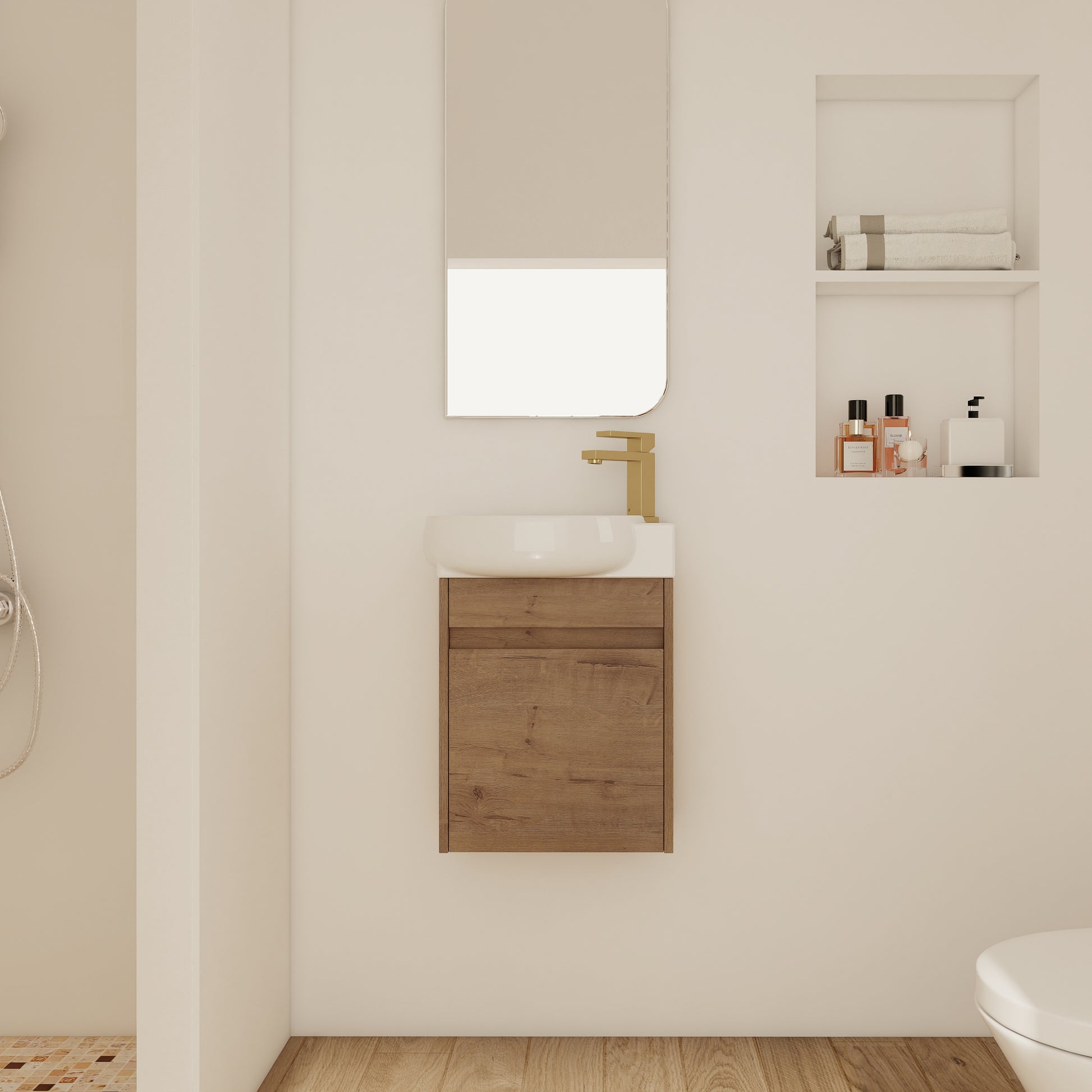 16 Inch Wall Mounted Bathroom Vanity with Sink