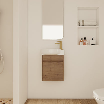 16 Inch Wall Mounted Bathroom Vanity with Sink