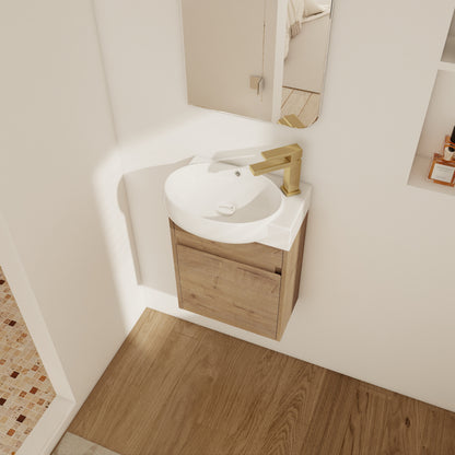 16 Inch Wall Mounted Bathroom Vanity with Sink