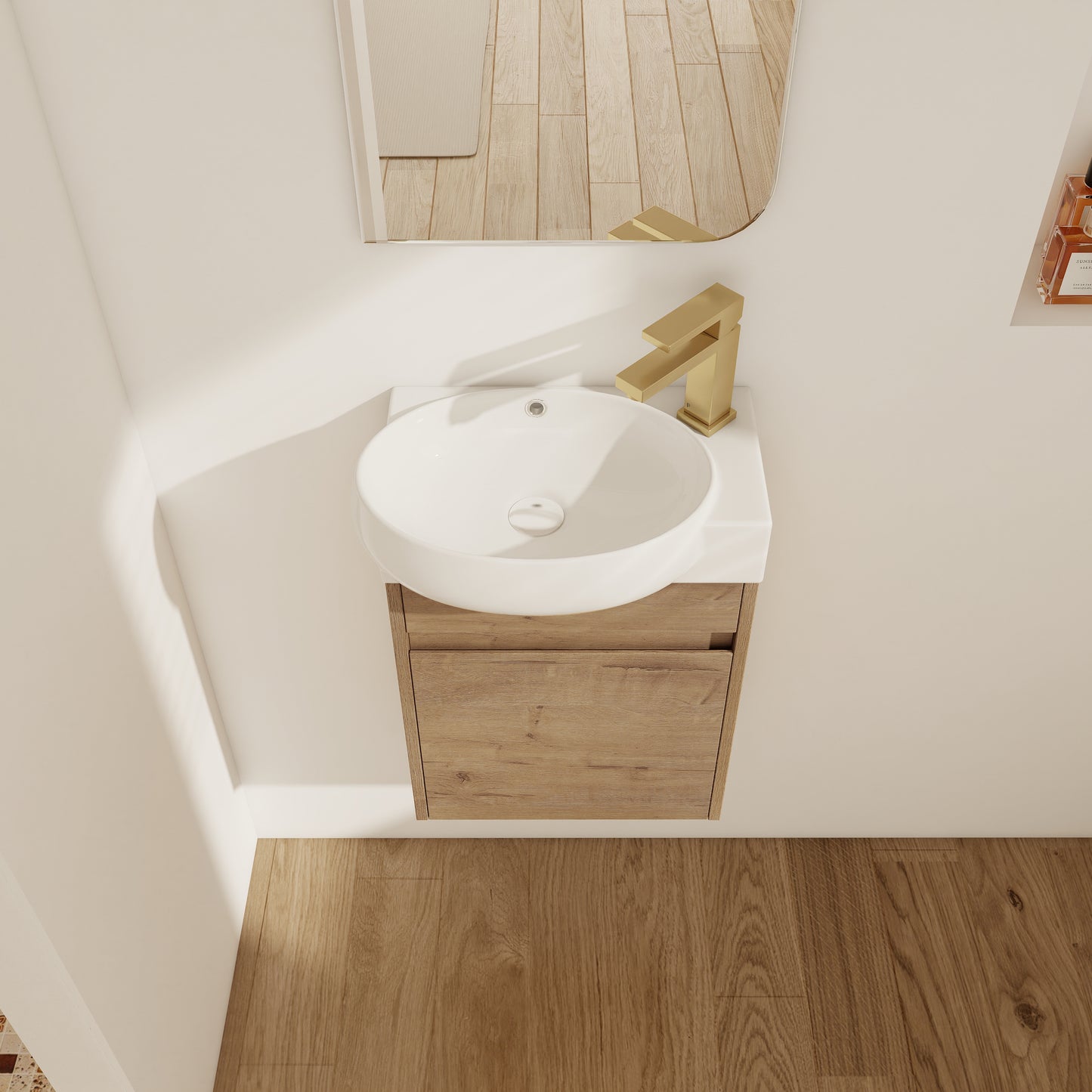 16 Inch Wall Mounted Bathroom Vanity with Sink