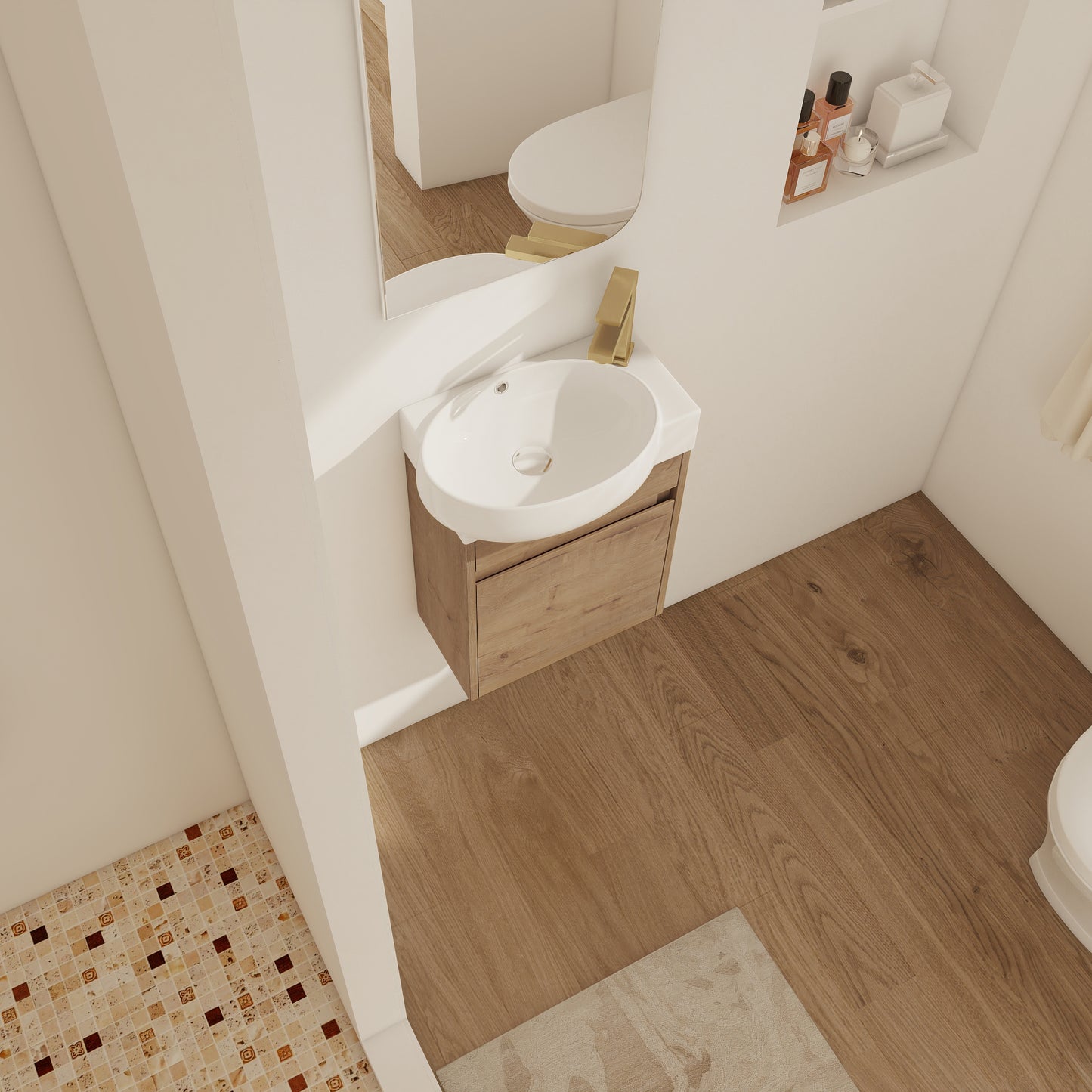 16 Inch Wall Mounted Bathroom Vanity with Sink