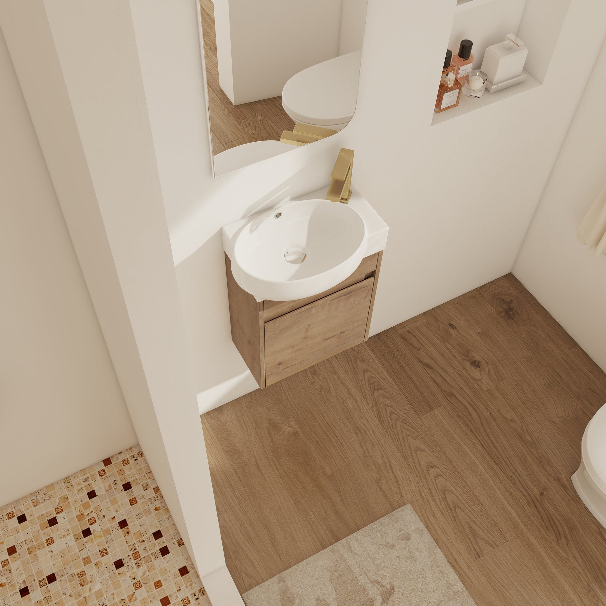 16 Inch Wall Mounted Bathroom Vanity with Sink