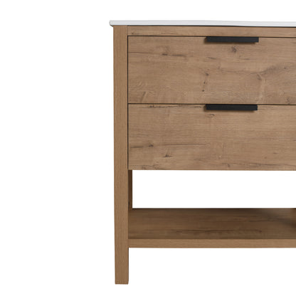 Imitative Oak Plywood Bathroom Vanity with Drawers for Modern Spaces