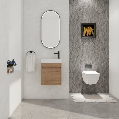 Modern Floating Bathroom Vanity in Imitative Oak Plywood