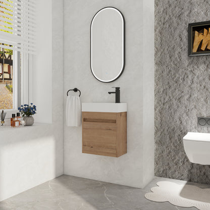 Modern Floating Bathroom Vanity in Imitative Oak Plywood
