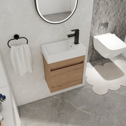 Modern Floating Bathroom Vanity in Imitative Oak Plywood