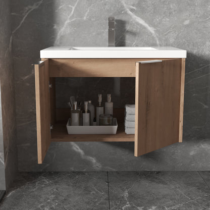 30 Inch Soft Close Bathroom Vanity - Plywood, Oak Finish