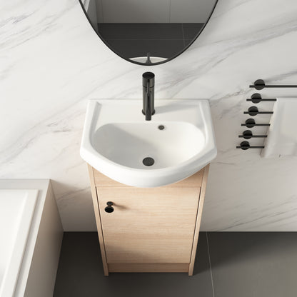 Light Oak Bathroom Vanity - 18 Inch Storage Sink Combo