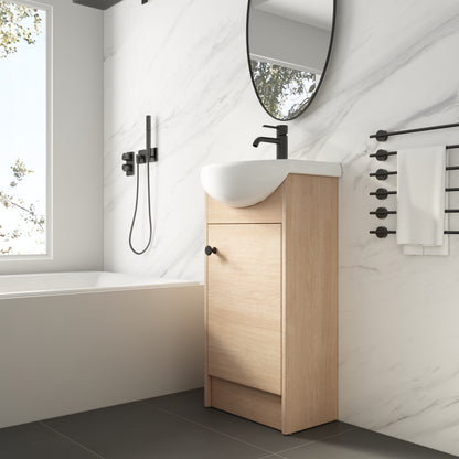 Light Oak Bathroom Vanity - 18 Inch Storage Sink Combo