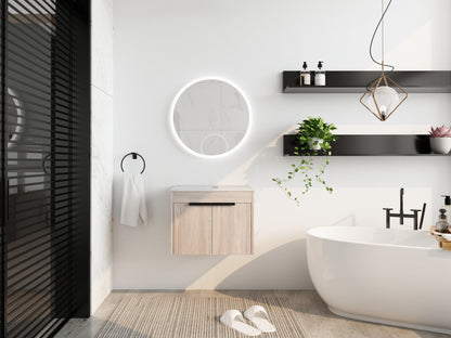 White Oak Bathroom Vanity - 24" Storage