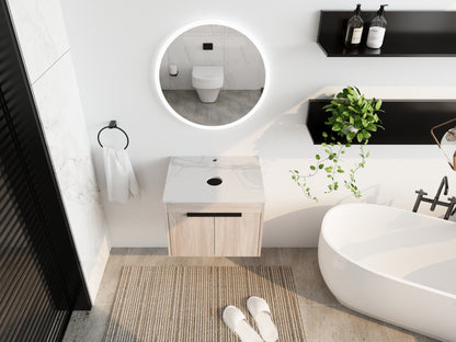 White Oak Bathroom Vanity - 24" Storage