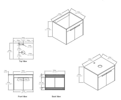 White Oak Bathroom Vanity - 24" Storage