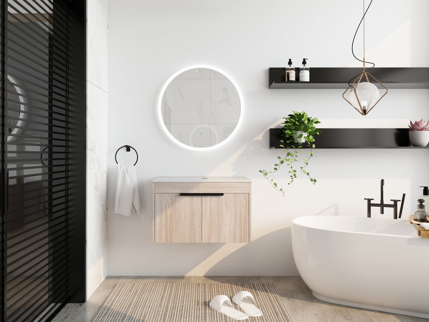30" Bathroom Vanity - White Oak Plywood Storage