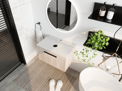 30" Bathroom Vanity - White Oak Plywood Storage