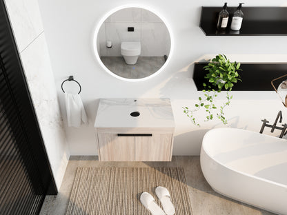 30" Bathroom Vanity - White Oak Plywood Storage