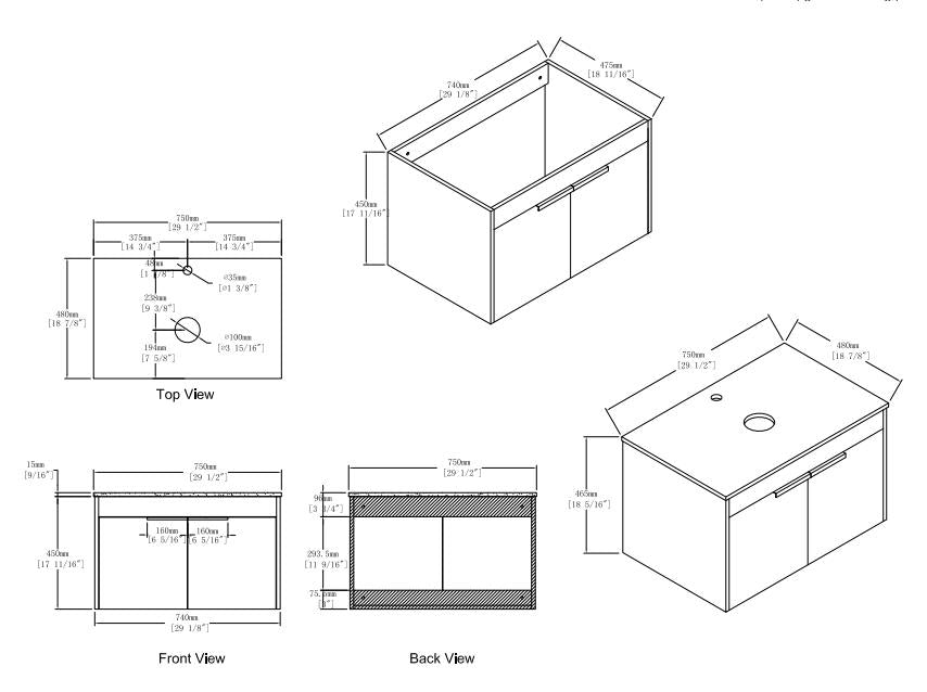 30" Bathroom Vanity - White Oak Plywood Storage