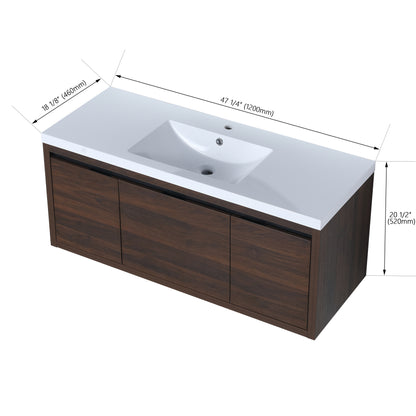 48 Inch Bathroom Cabinet With Sink - Soft Close, Floating Design