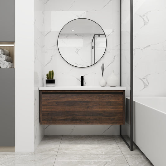 48 Inch Bathroom Cabinet With Sink,Soft Close Doors and Drawer,Float Mounting Design,48x18