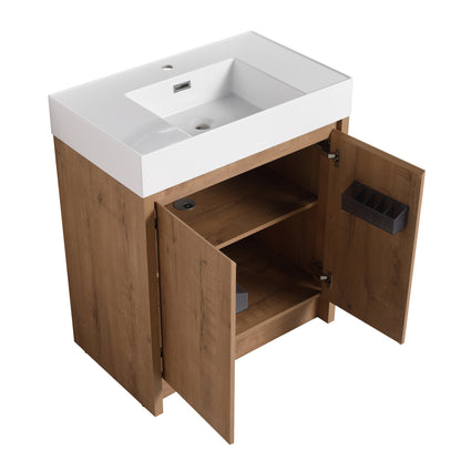 29.5 Inch Gloss White Resin Bathroom Vanity Cabinet