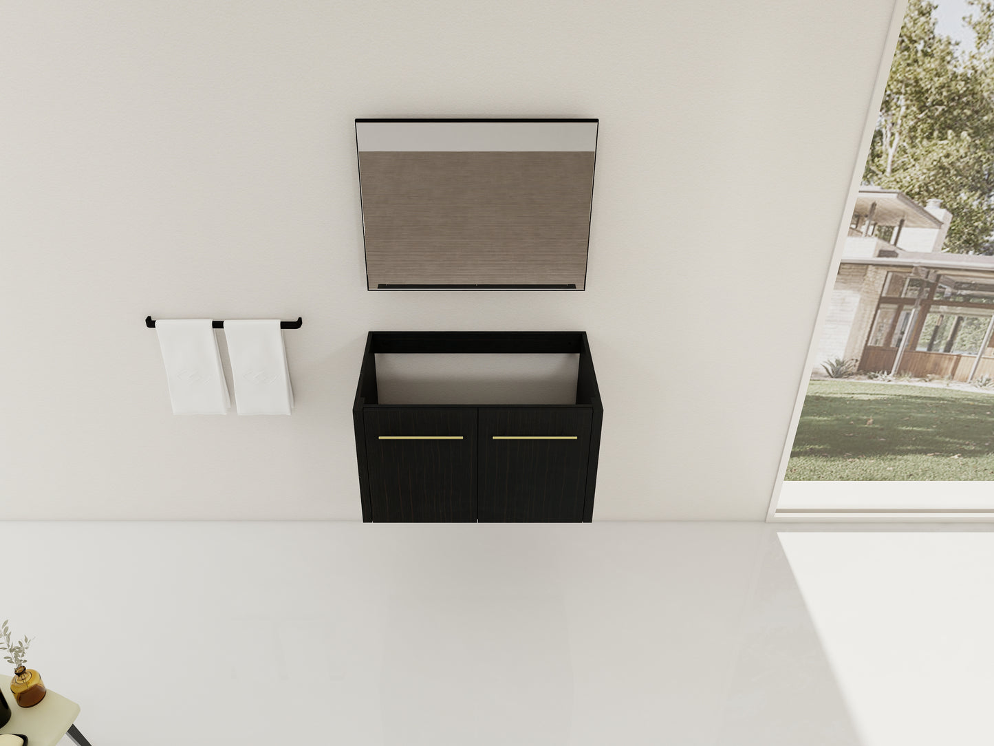 30 Inch Wall-Mounted Bathroom Vanity - Black Chestnut Plywood
