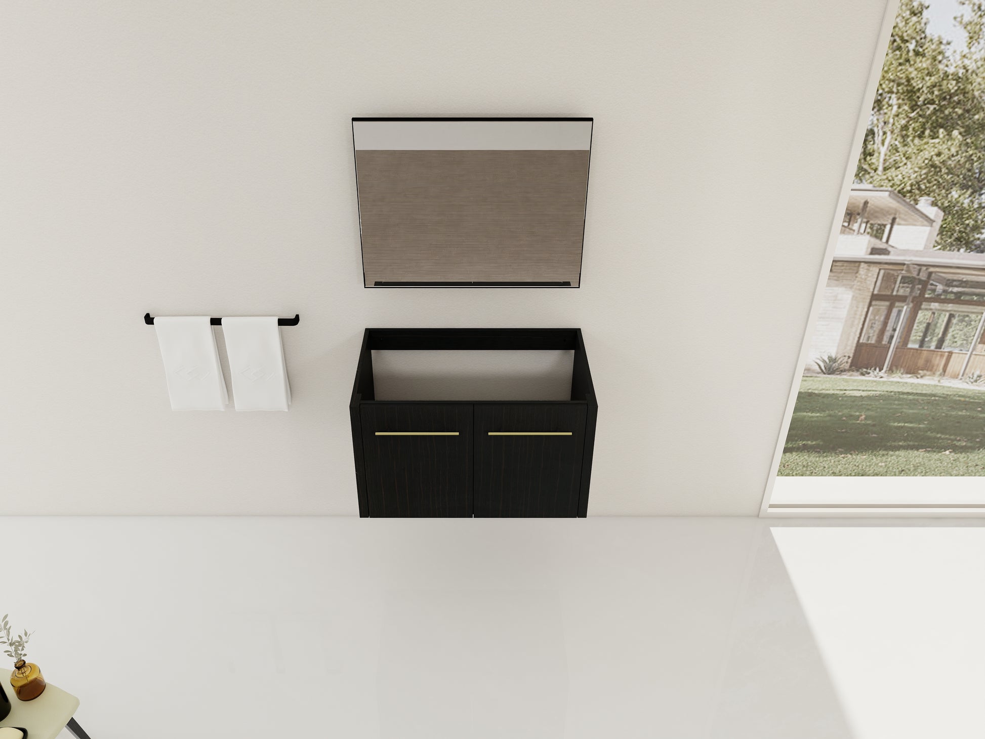 30 Inch Wall-Mounted Bathroom Vanity - Black Chestnut Plywood