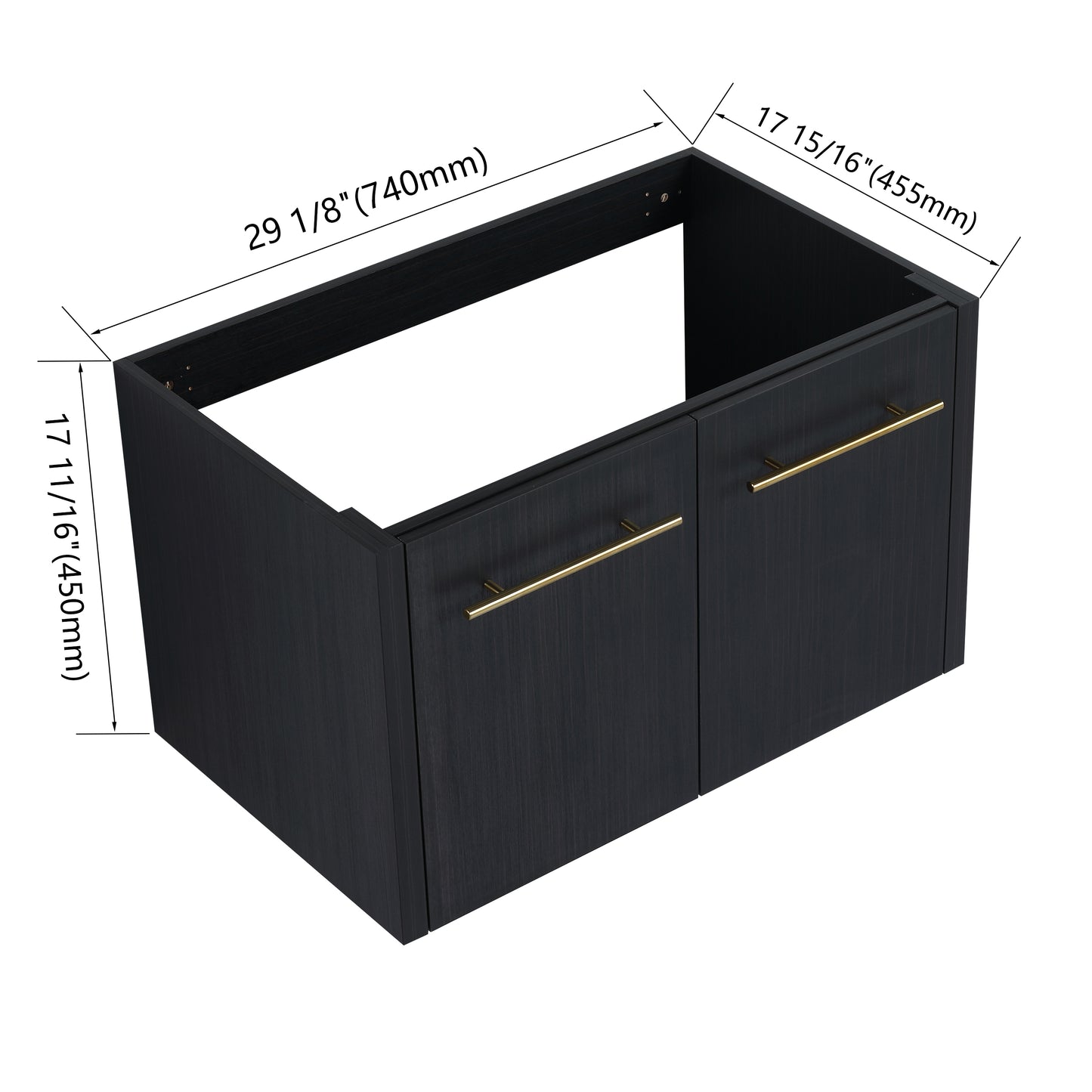 30 Inch Wall-Mounted Bathroom Vanity - Black Chestnut Plywood