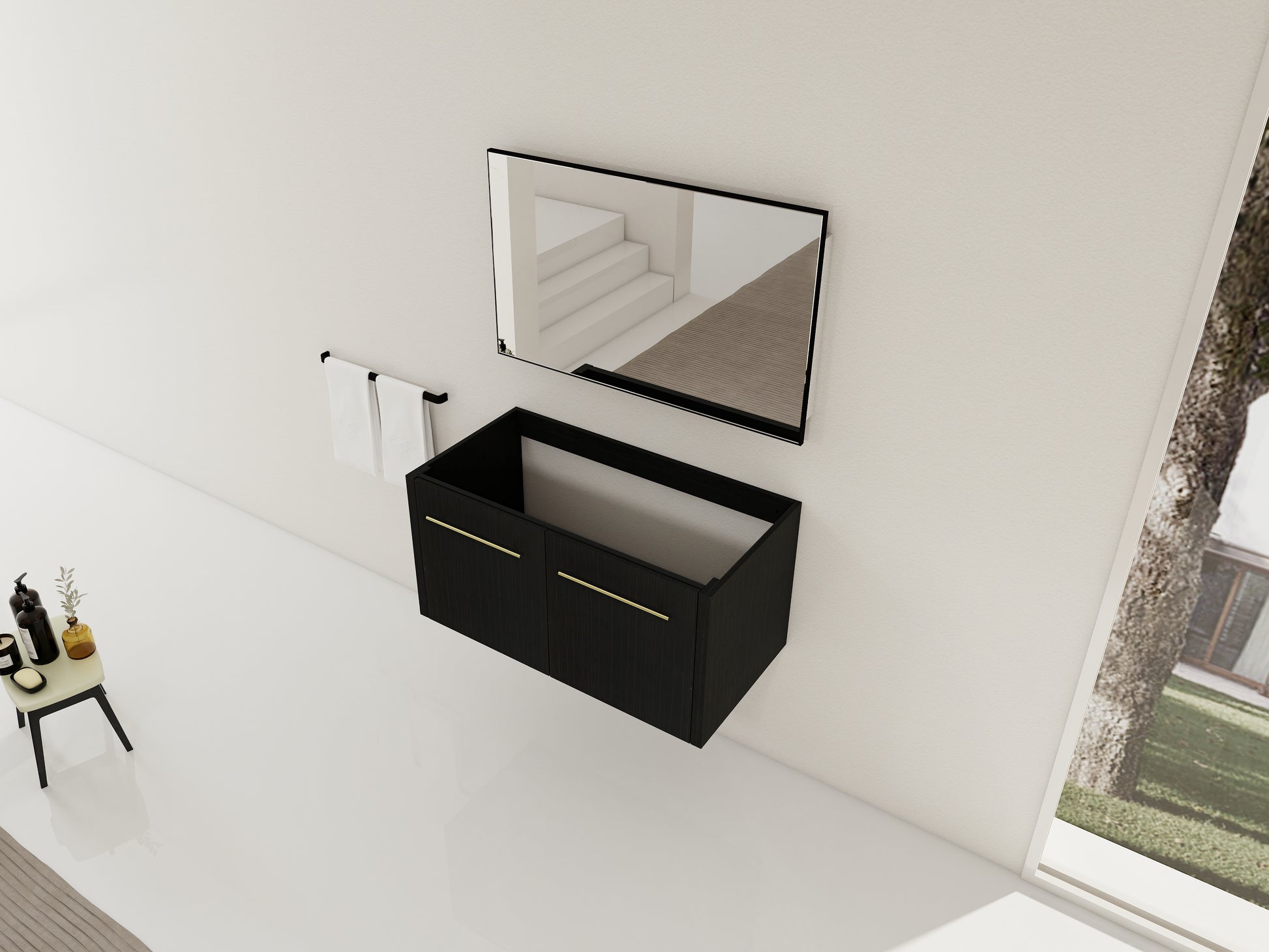 Modern Black Chestnut Bathroom Vanity Cabinet Body Plywood