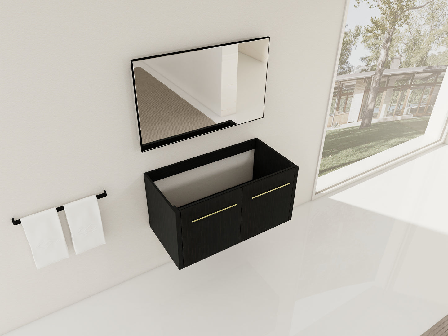 Modern Black Chestnut Bathroom Vanity Cabinet Body Plywood