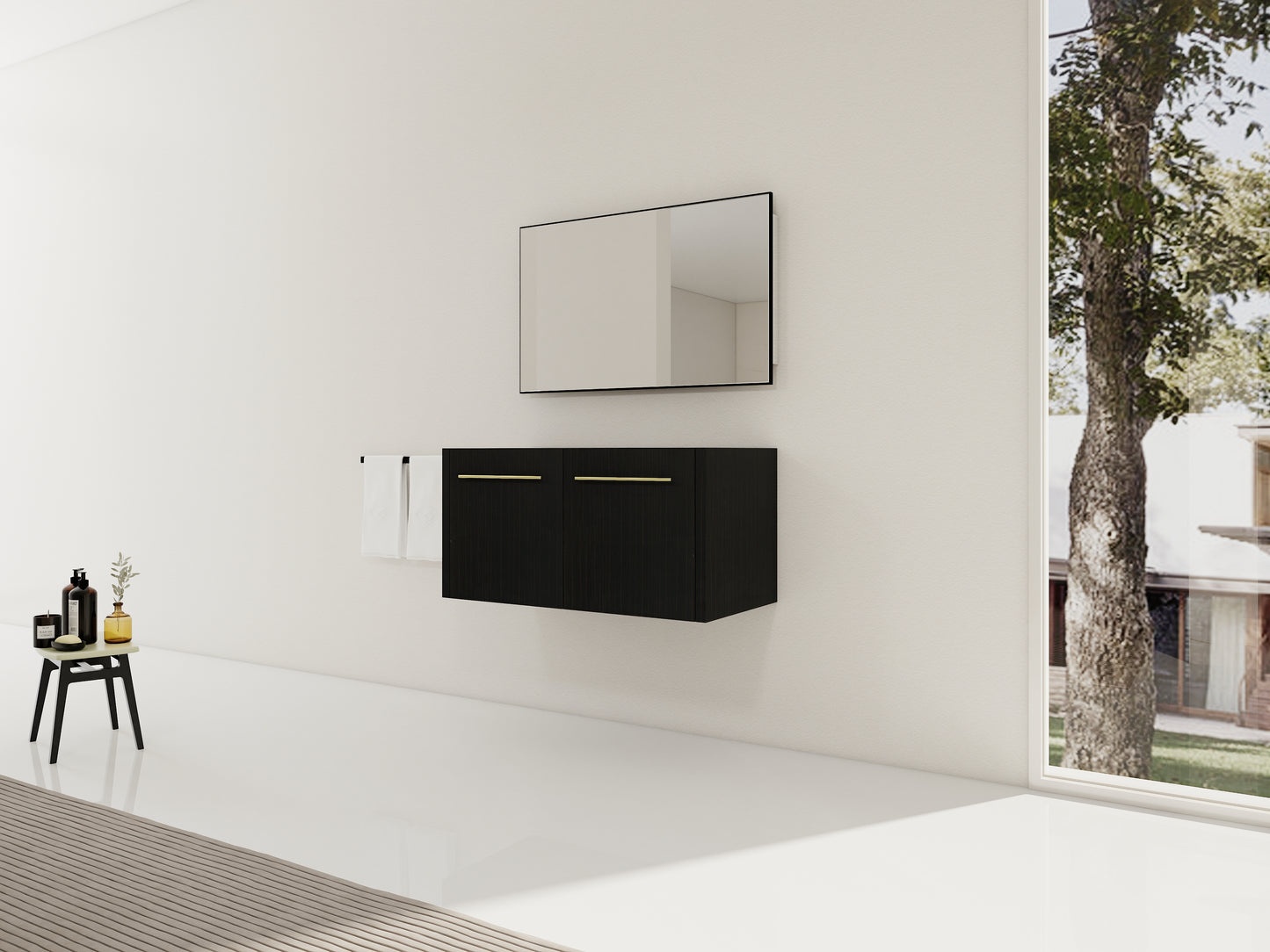 Modern Black Chestnut Bathroom Vanity Cabinet Body Plywood