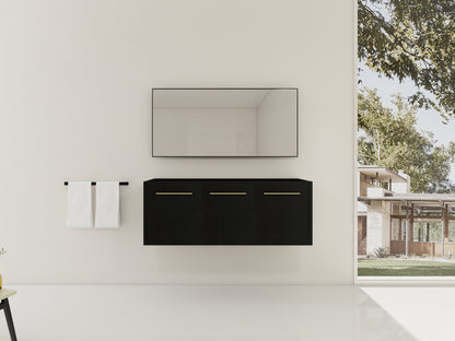Black Chestnut Bathroom Vanity - 48 Inch Wall Mounted