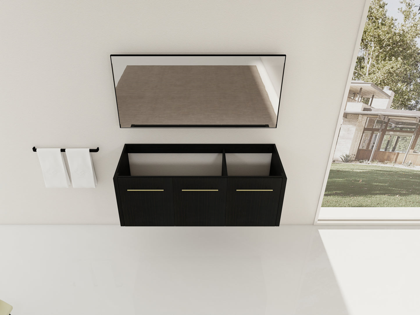 Black Chestnut Bathroom Vanity - 48 Inch Wall Mounted