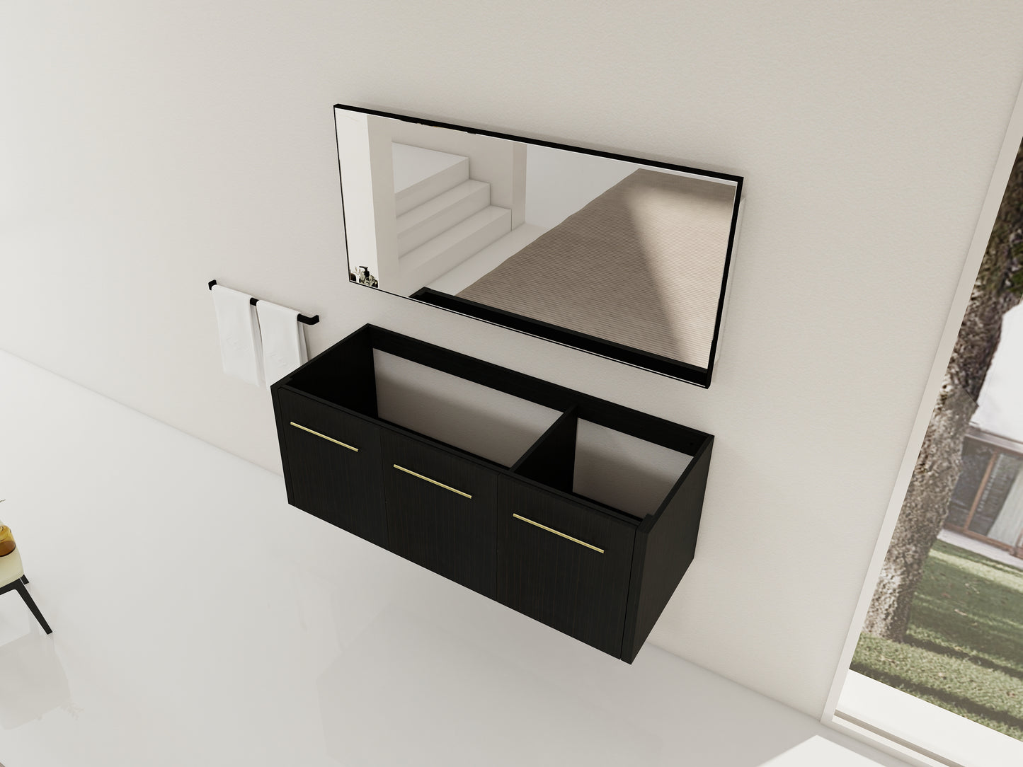Black Chestnut Bathroom Vanity - 48 Inch Wall Mounted