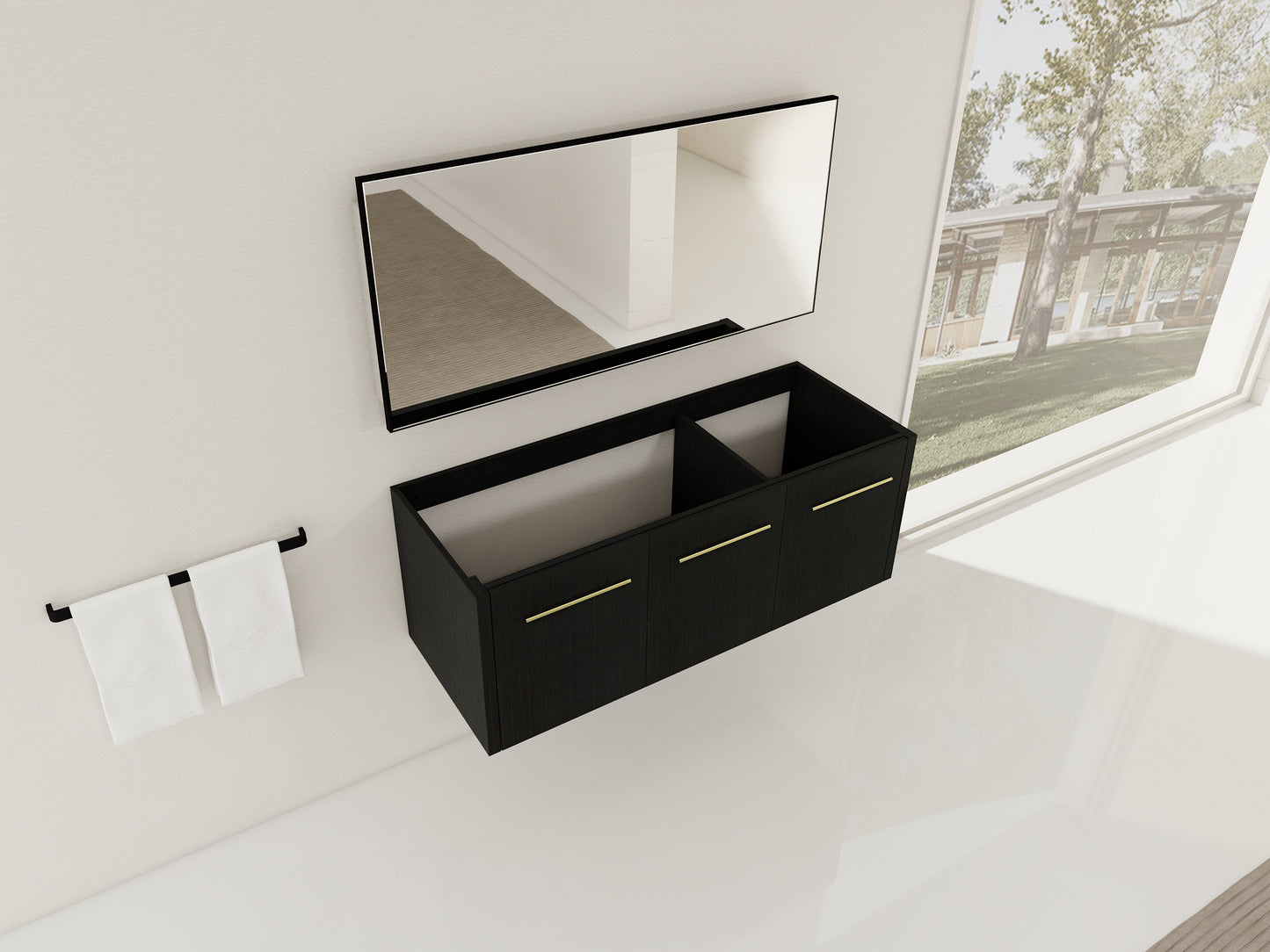 Black Chestnut Bathroom Vanity - 48 Inch Wall Mounted