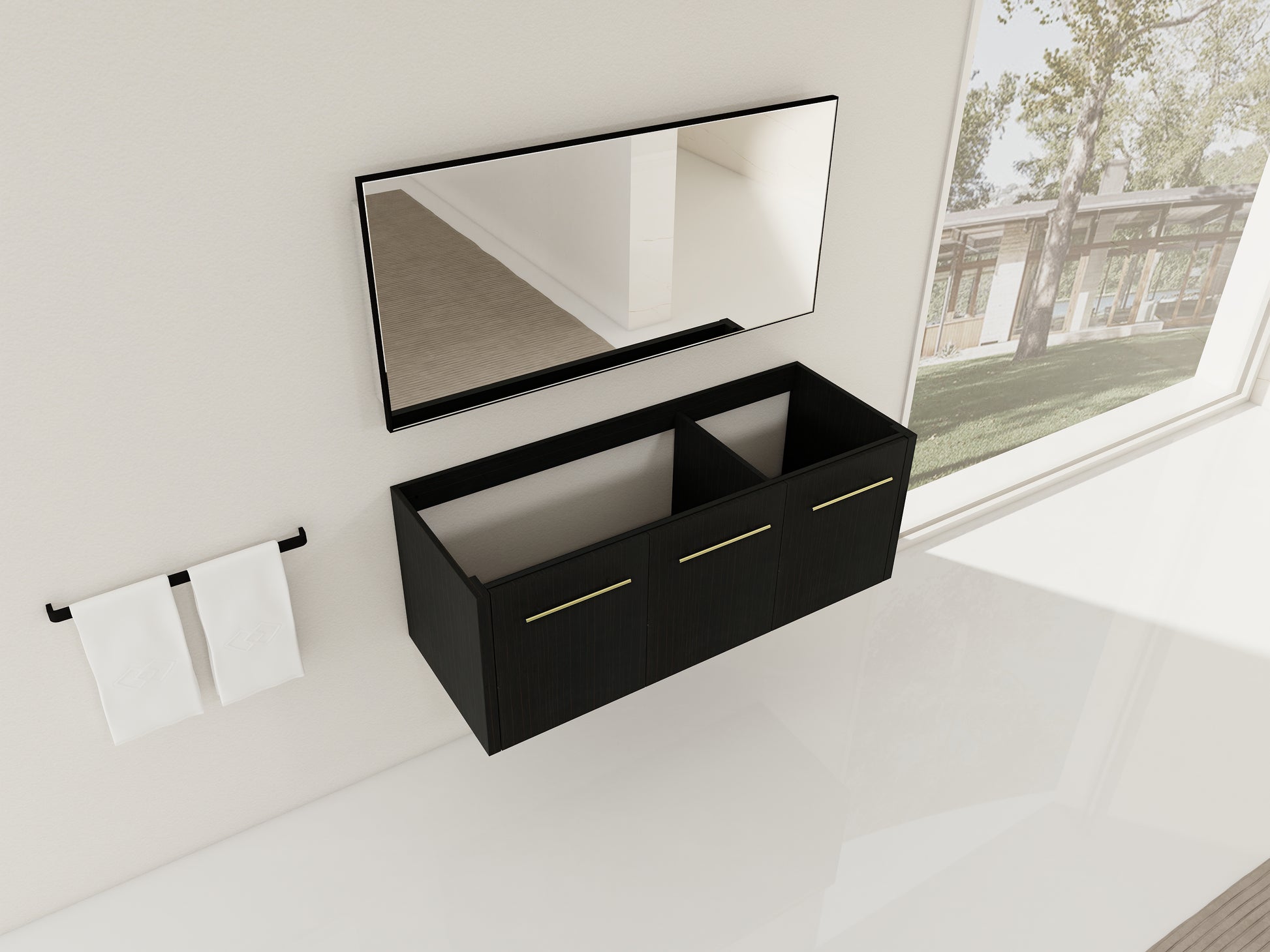Black Chestnut Bathroom Vanity - 48 Inch Wall Mounted