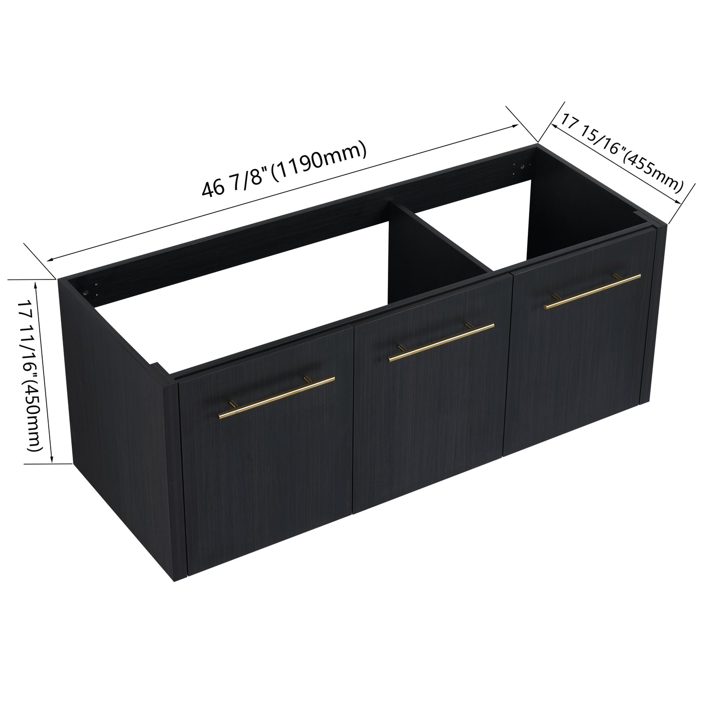 Black Chestnut Bathroom Vanity - 48 Inch Wall Mounted