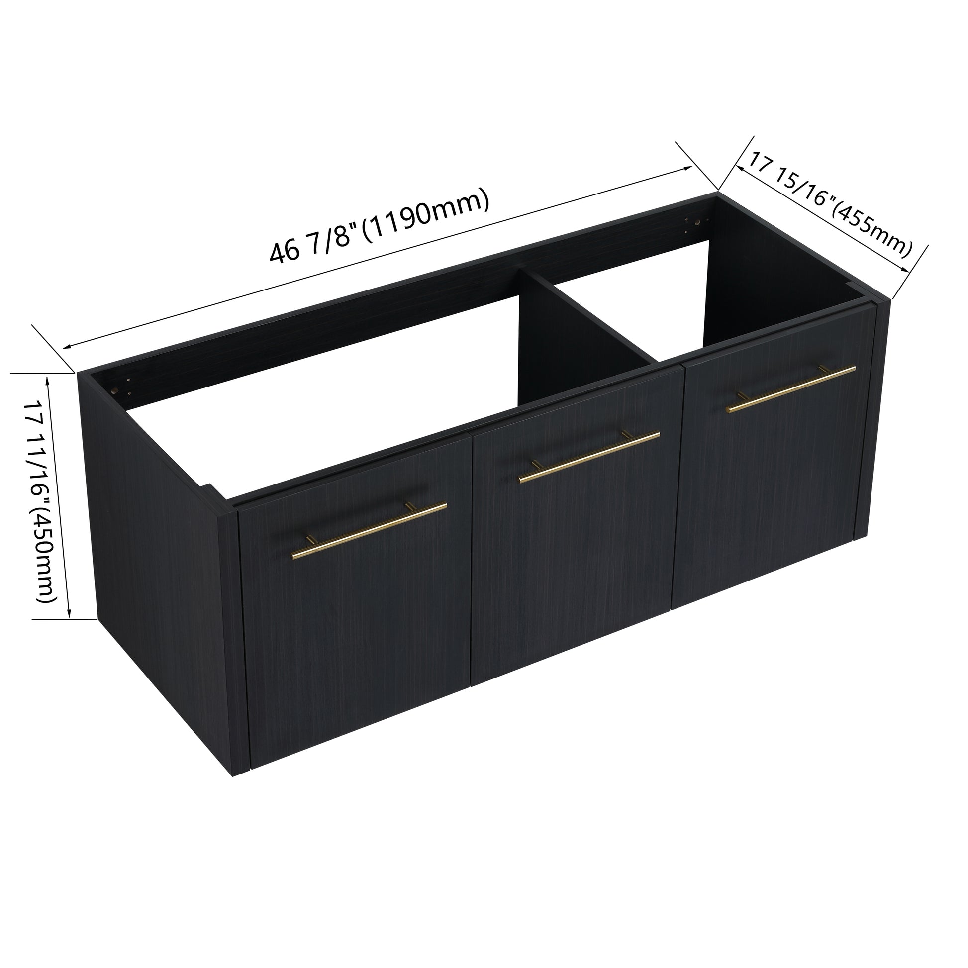 Black Chestnut Bathroom Vanity - 48 Inch Wall Mounted