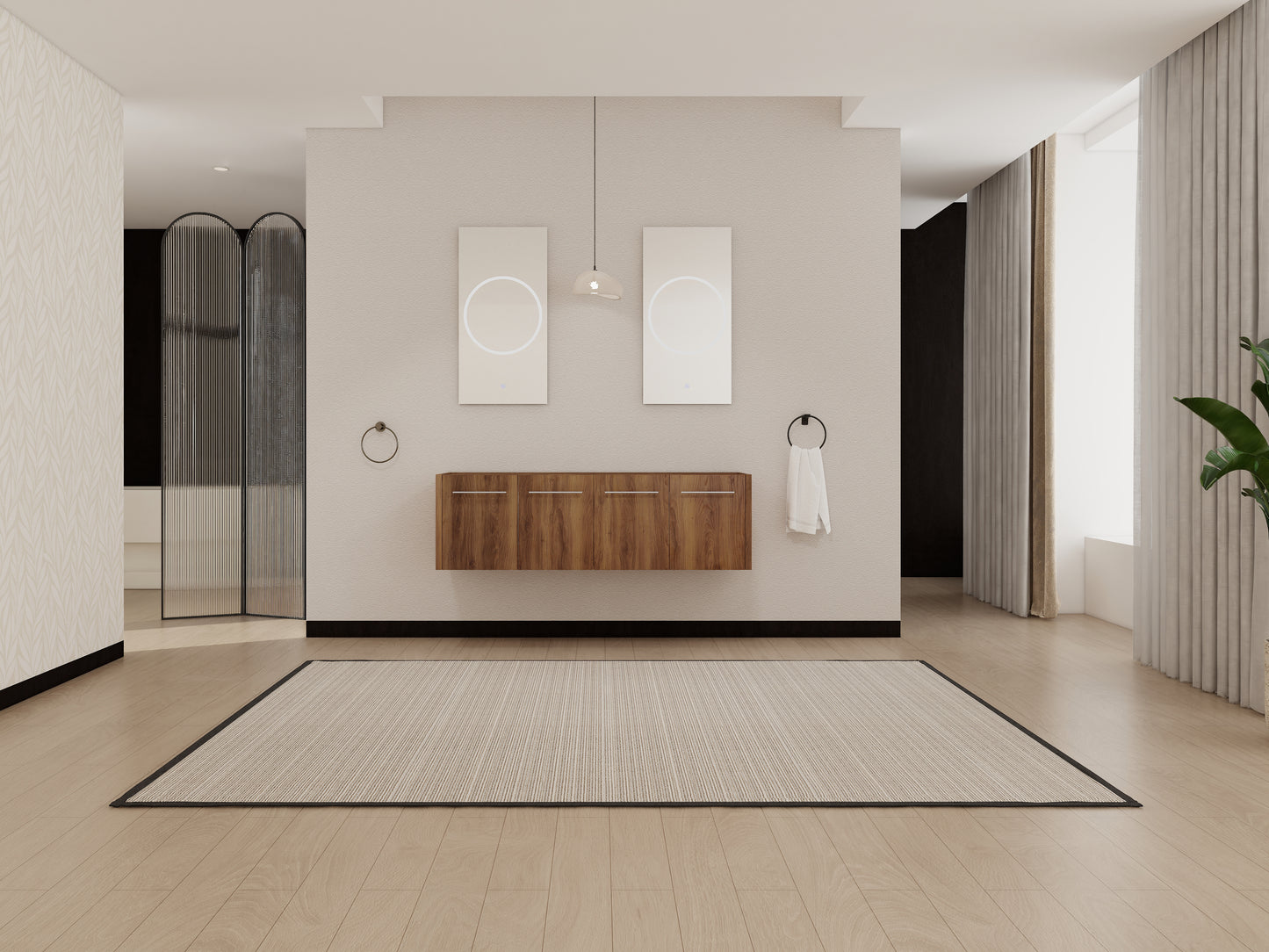 60 Inch Bathroom Vanity - Brown Ebony Plywood