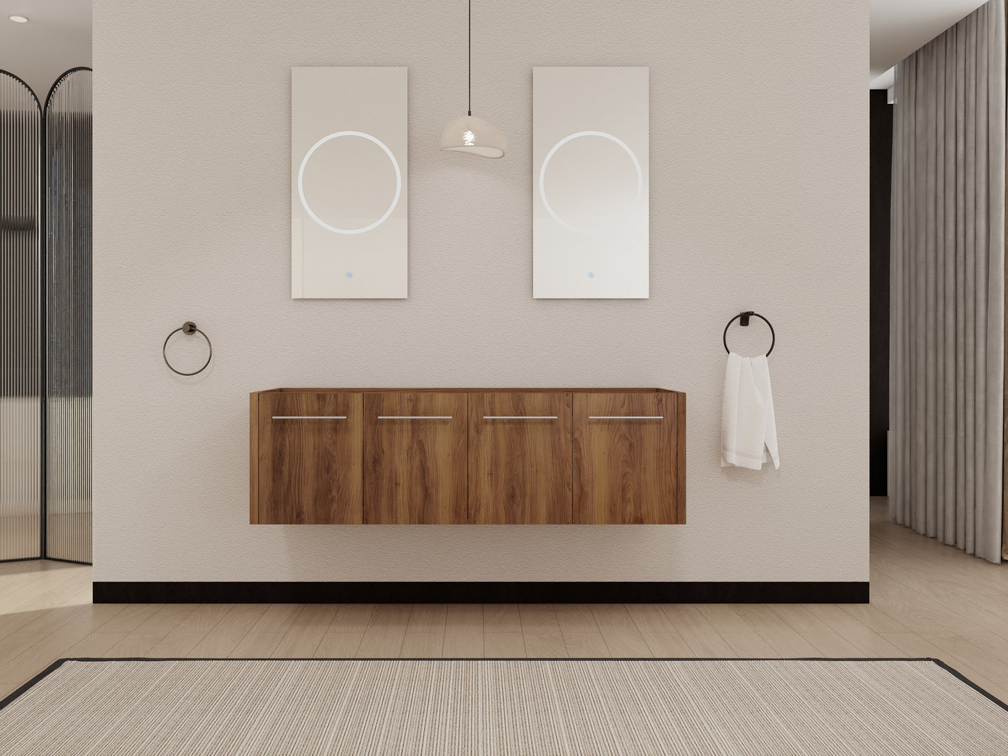 60 Inch Bathroom Vanity - Brown Ebony Plywood