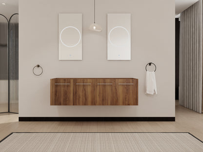 60 Inch Bathroom Vanity - Brown Ebony Plywood
