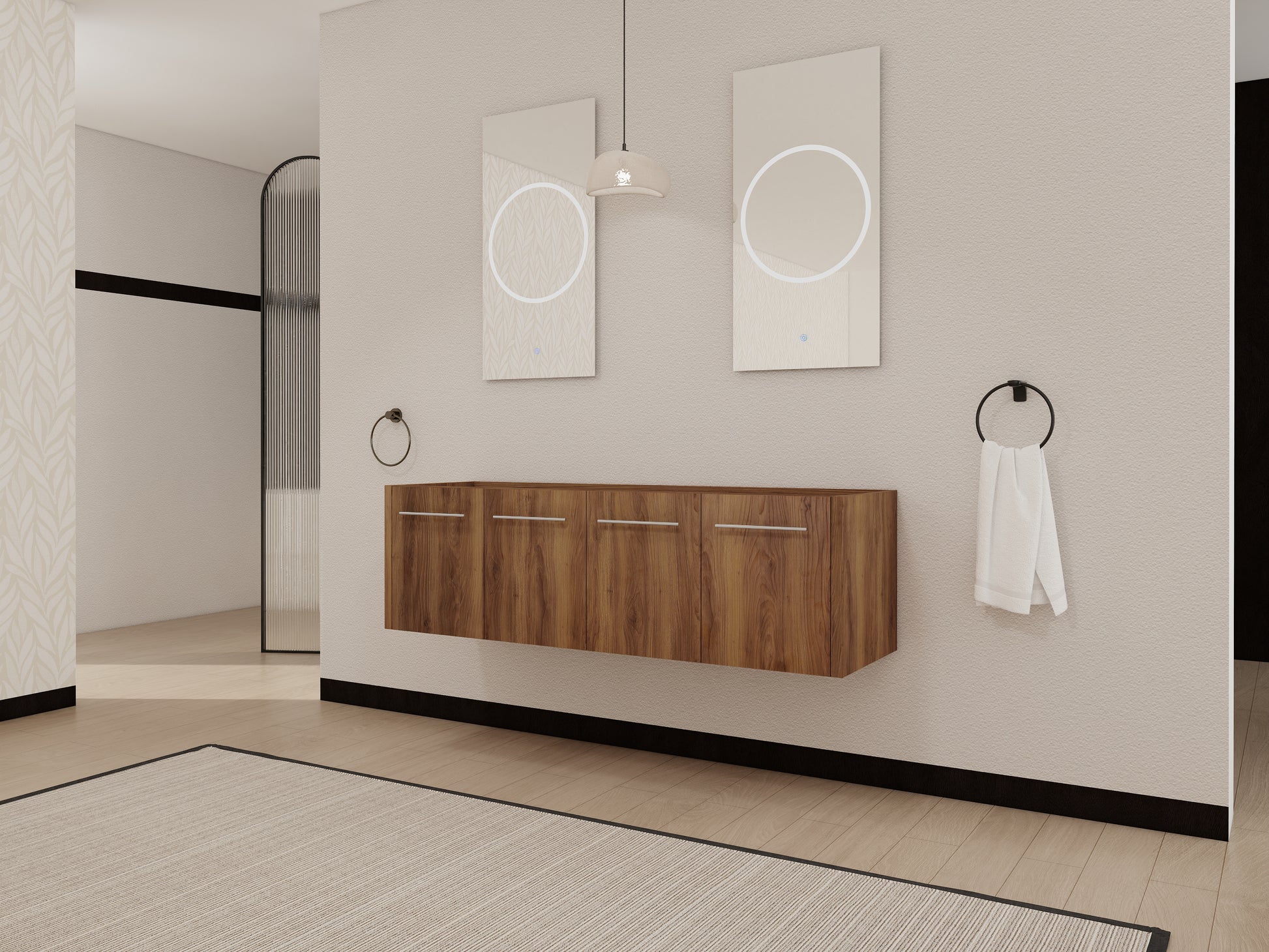 60 Inch Bathroom Vanity - Brown Ebony Plywood