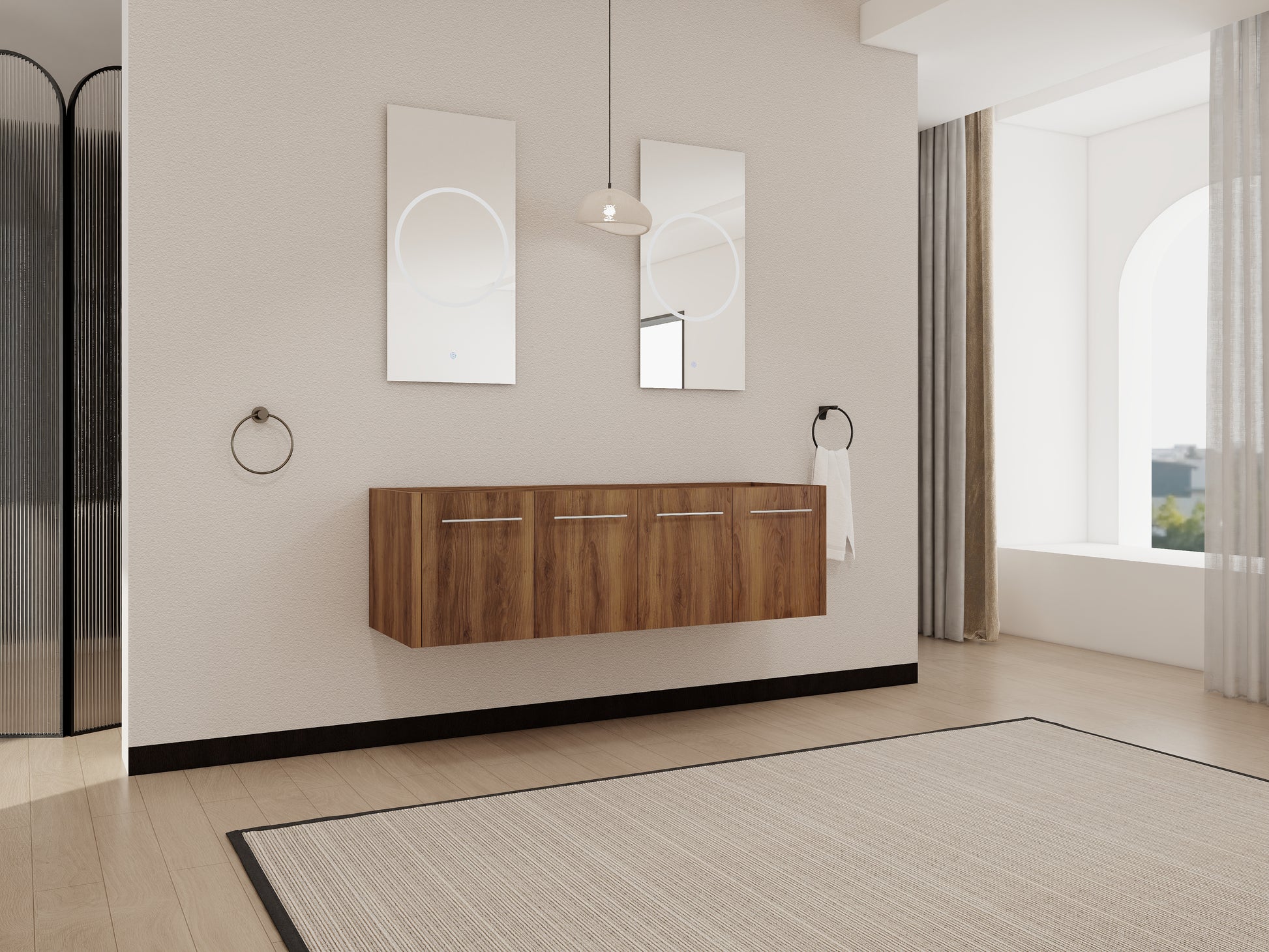 60 Inch Bathroom Vanity - Brown Ebony Plywood