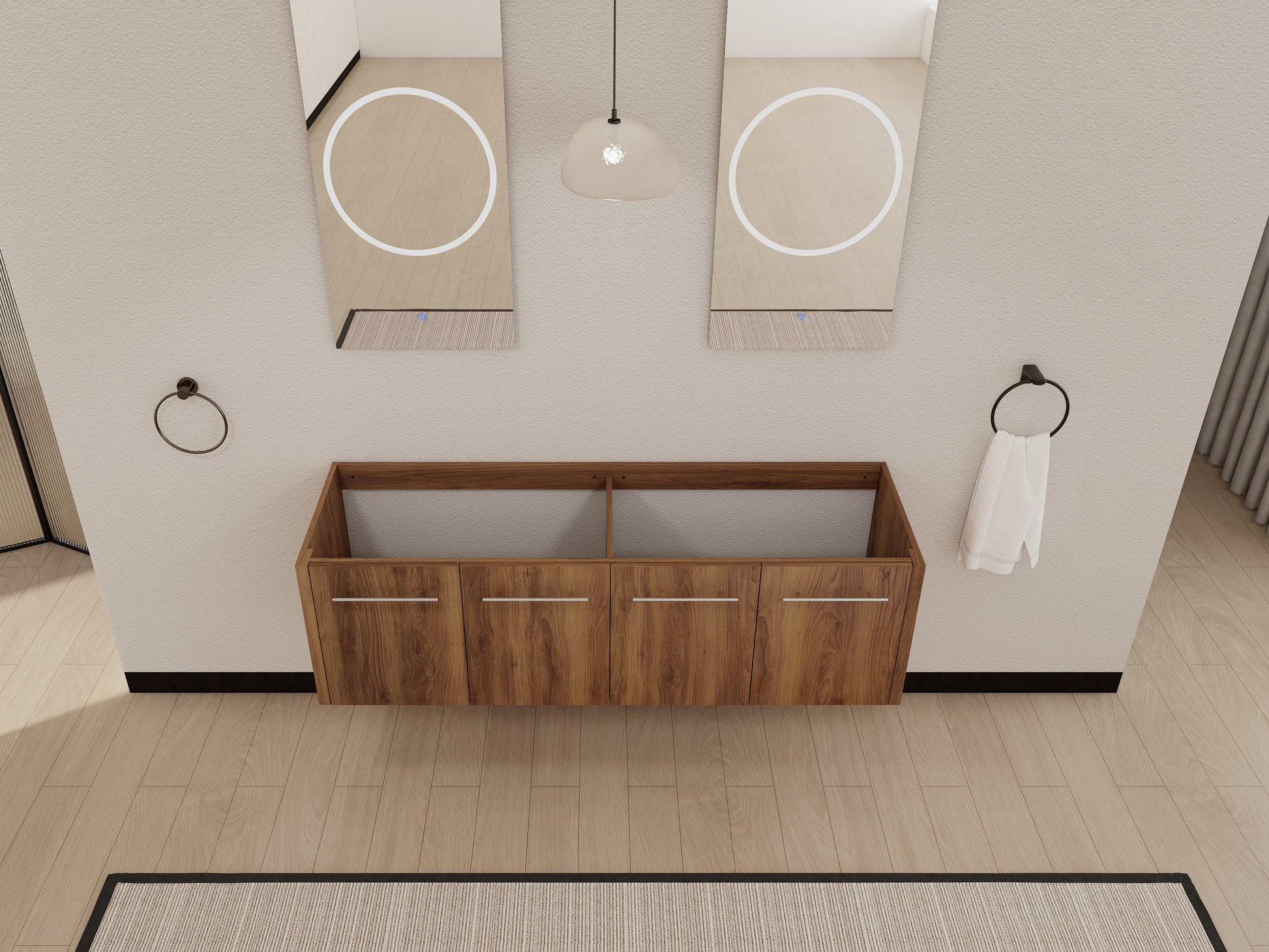 60 Inch Bathroom Vanity - Brown Ebony Plywood