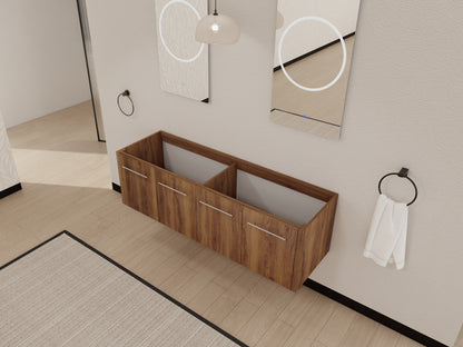 60 Inch Bathroom Vanity - Brown Ebony Plywood